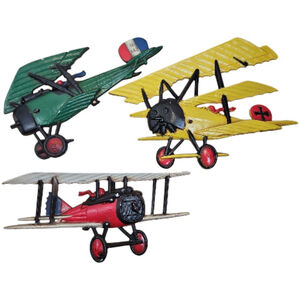 Vintage HOMCO 1973 Metal Biplane Airplane 3D Wall Decor Set of 3